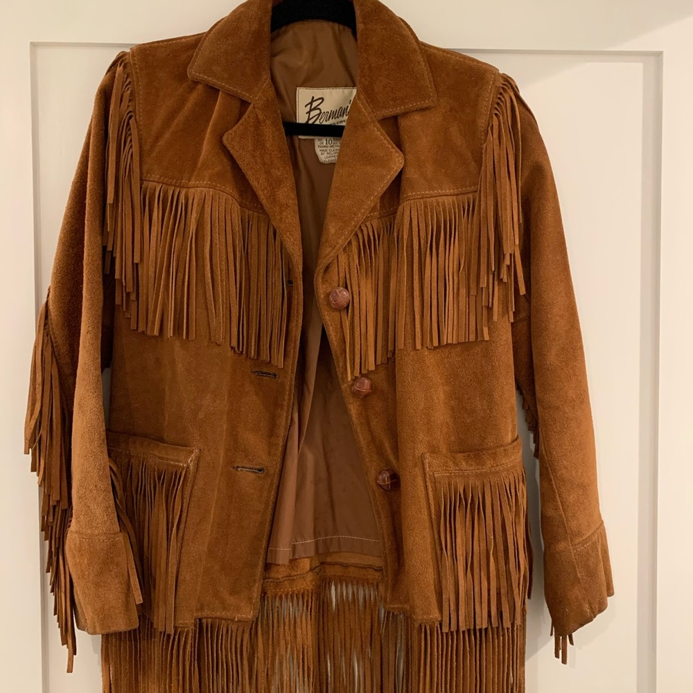 Berman’s leather suede fringe vintage jacket